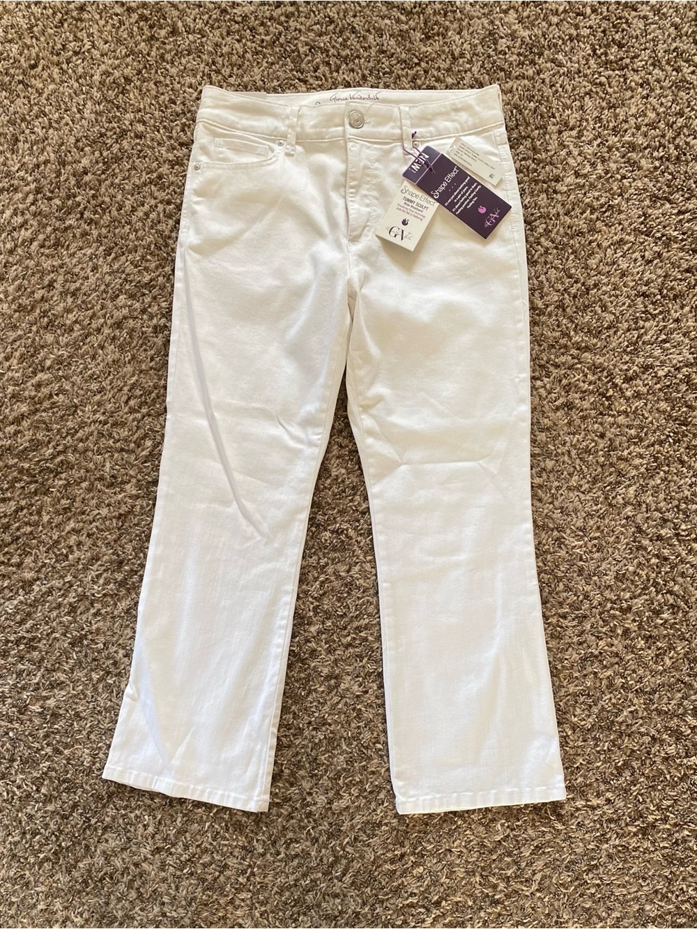 NWT Gloria Vanderbilt Shape Effect Tummy Sculpt White Jeans 10 Average